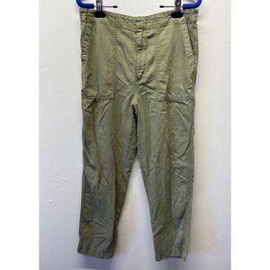 J Crew Womens 10 Pants Tapered Ankle Elastic Waist Army Green 100% Lyocell